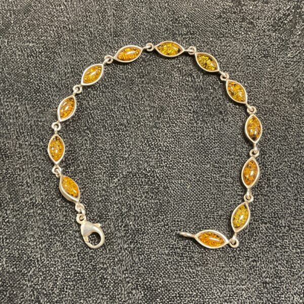 Vintage 925 silver bracelet with amber gemstones.