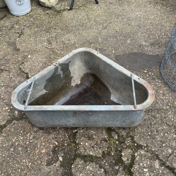 Vintage Abbots of Manchester galvanised steel stable trough for livestock.