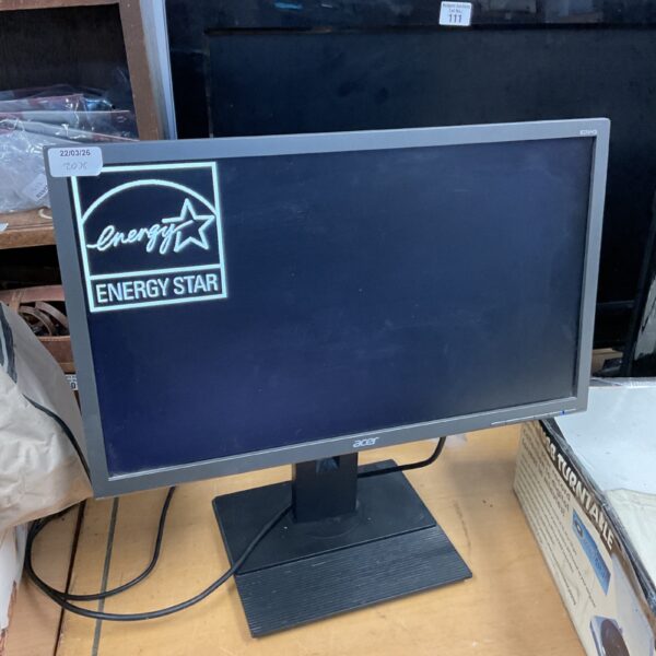 Black Acer B226HQL widescreen computer monitor on a desk.