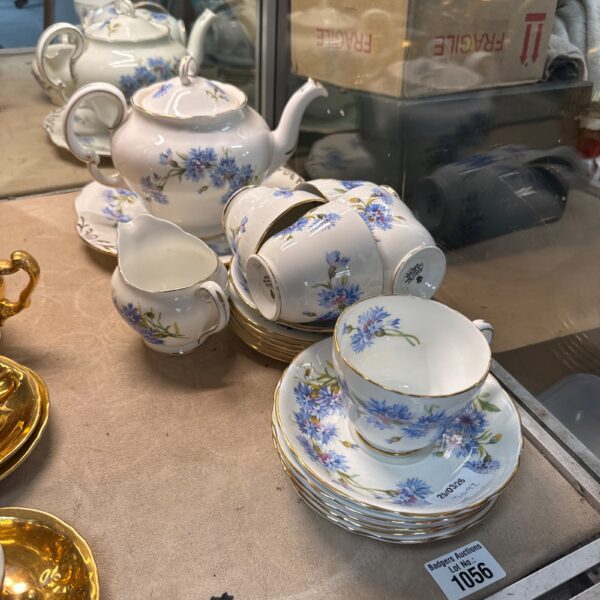 Vintage Adderley tea service with delicate floral pattern on bone china.