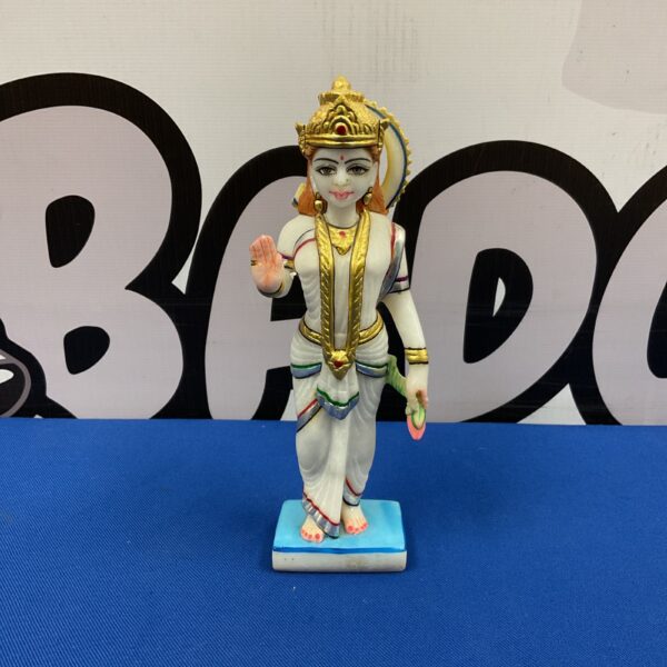 Front view of a 22cm alabaster murti statue.
