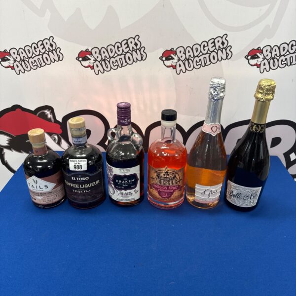 Mixed alcohol bundle including rose, rum and tequila liqueur.