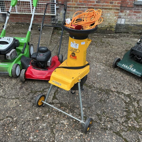 Electric Alko garden shredder in used condition, ideal for garden waste.