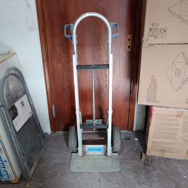 Alutruk sack barrow with aluminium frame and wheels.