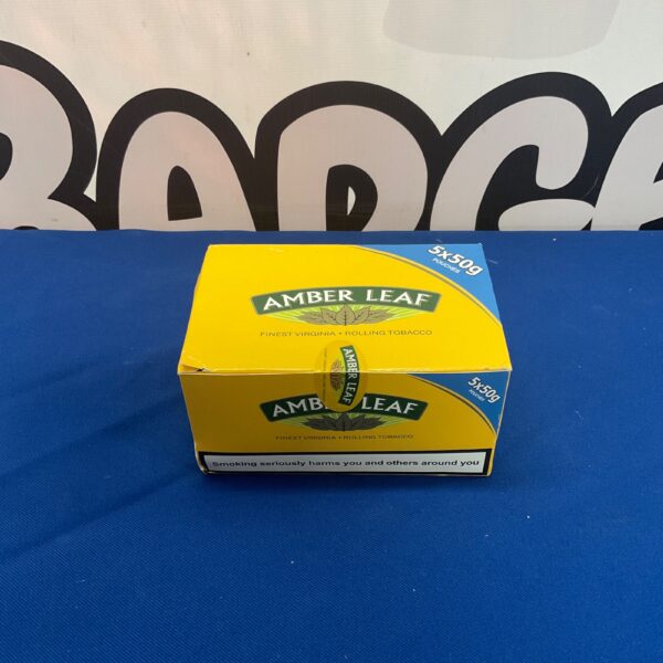 Five sealed pouches of Amber Leaf rolling tobacco.