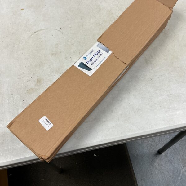 Pack of six stainless steel antibacterial door push plates.
