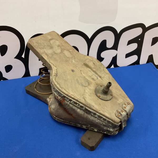Antique foot bellows showing wear and original construction.