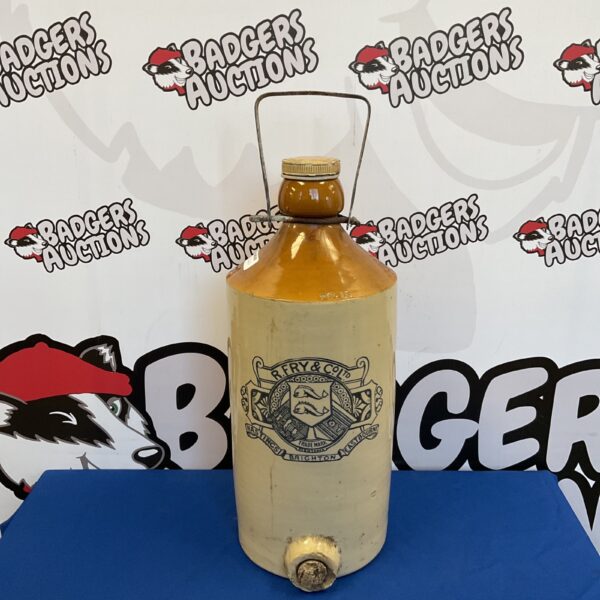 Antique Fry & Co Brighton salt glazed stoneware flagon.