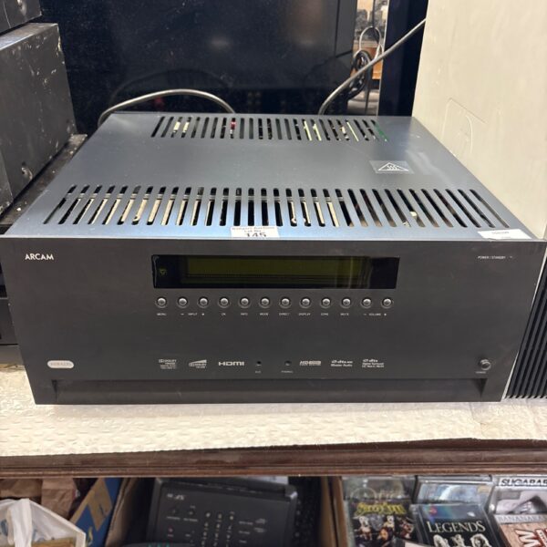Arcam FMJ AVR450 A/V receiver front view, vintage audio equipment.