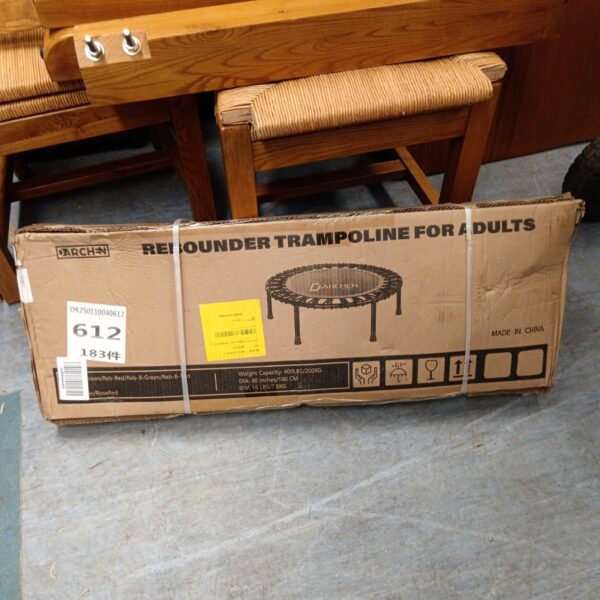 Archen rebounder trampoline in original packaging for adult fitness.