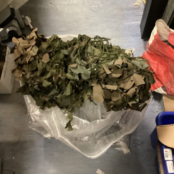 Large lot of army camouflage webbing for outdoor projects.