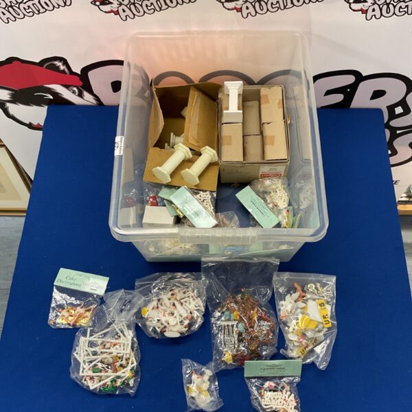 Assorted cake decorations lot for baking and sugar craft projects.