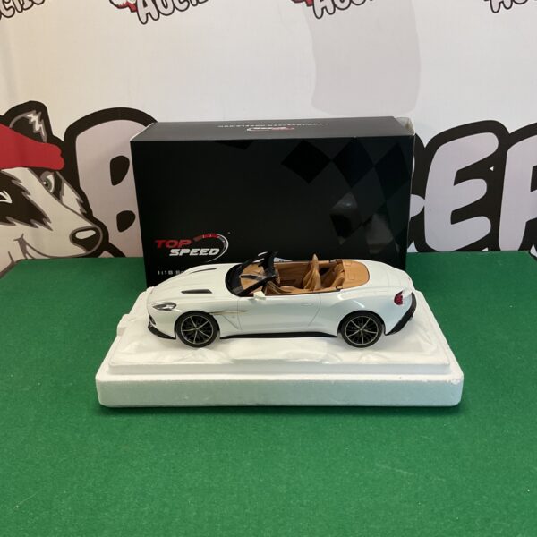 White Aston Martin Vanquish Zagato Volante scale model by Top Speed.