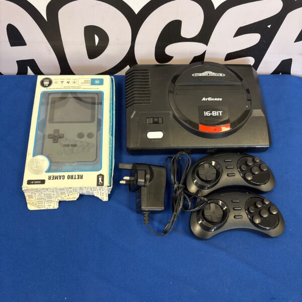 AT Games Megadrive retro gaming console, Sega Genesis recreation.
