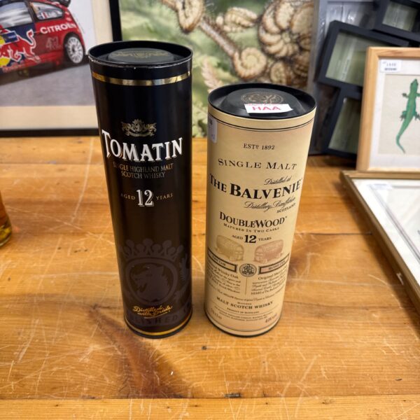 Sealed bottles of The Balvenie and Tomatin 12 year old single malt whisky.