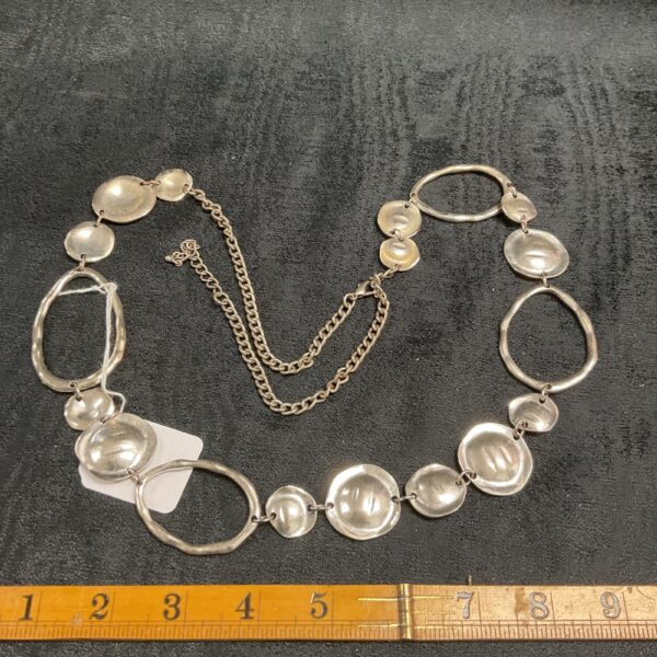 Silver tone vintage Biba style hoop necklace.