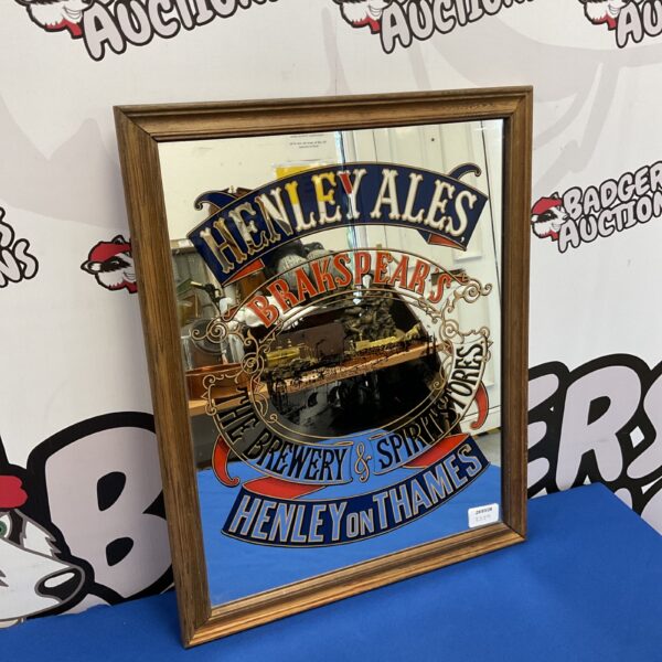Vintage Brakspear Brewery mirror advertising Henley Ales in a pub setting.