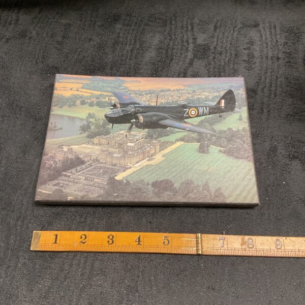 Vintage photograph of a Bristol Blenheim aircraft over Blenheim Palace.