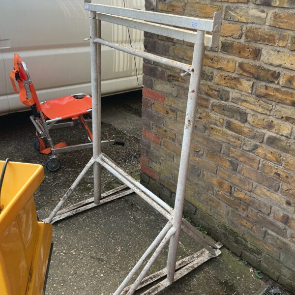 Set of metal builders trestles for construction and DIY projects.