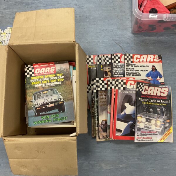 Vintage collection of *Car & Car Conversions* magazines from the 1970s and 1980s.