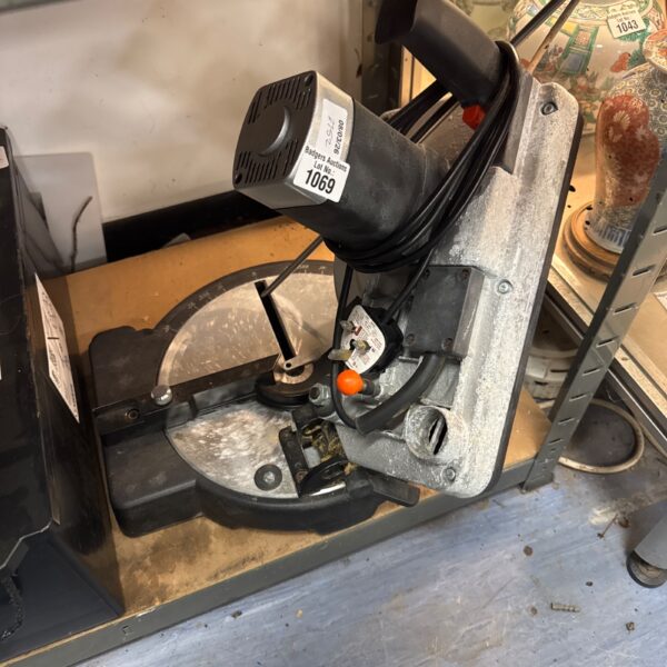 Vintage Challenge electric mitre saw for woodworking projects.