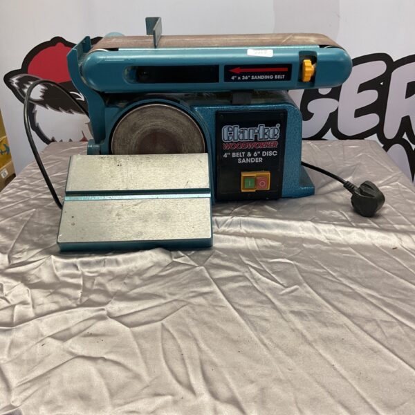 Clarke CS4-6E belt and disc sander for woodworking and metal finishing.