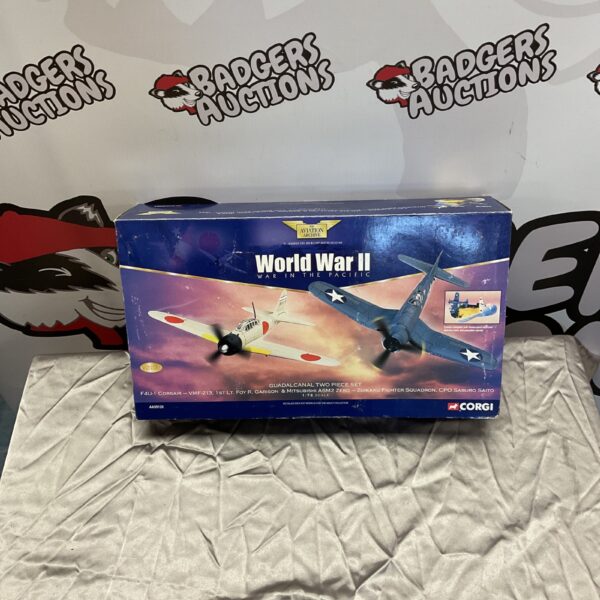 Corgi Aviation Archive Guadalcanal set box front view with Corsair and Zero planes.