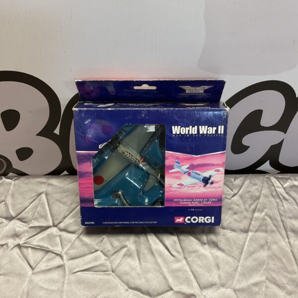 Corgi diecast model of the Mitsubishi A6M Zero Tainan NAC aircraft.