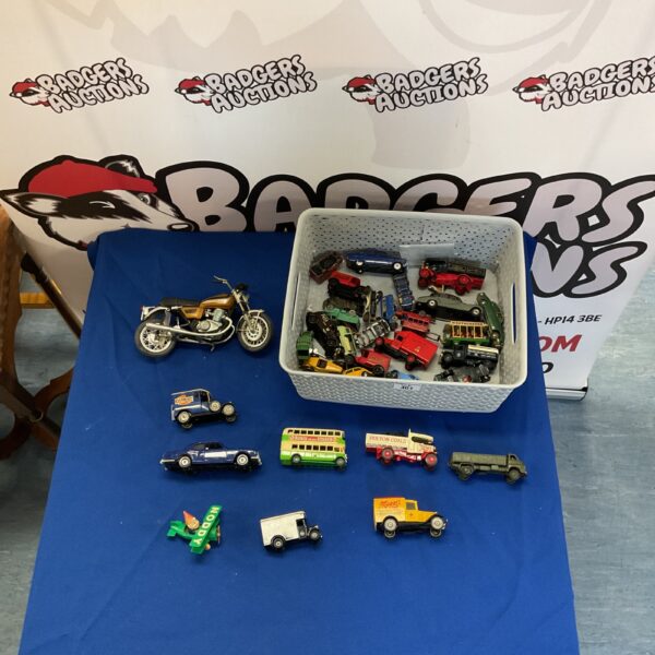 Assorted diecast model vehicles including Yamaha and Matchbox.