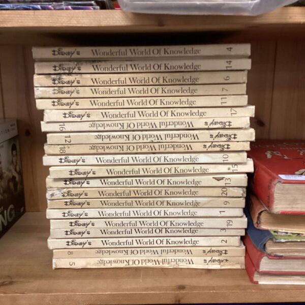 Vintage lot of Disney’s Wonderful World of Knowledge books for collectors.