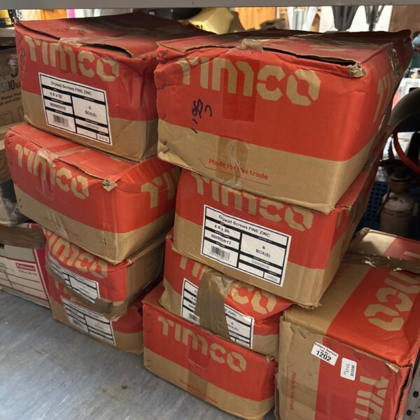 Wholesale lot of 4.8 x 90mm drywall screws in sealed boxes.
