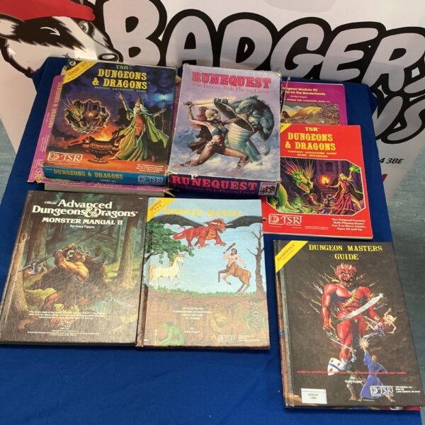 Vintage lot of Dungeon and Dragons books by TSR for collectors.