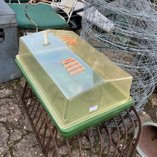 Vintage electric greenhouse propagator for starting seeds indoors.