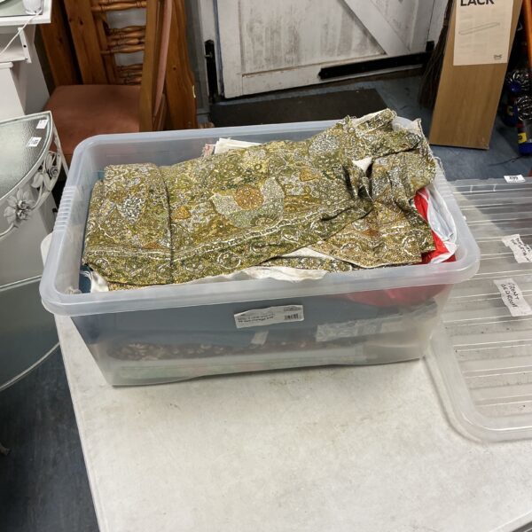 Mixed lot of vintage fabric and curtain material for crafting.