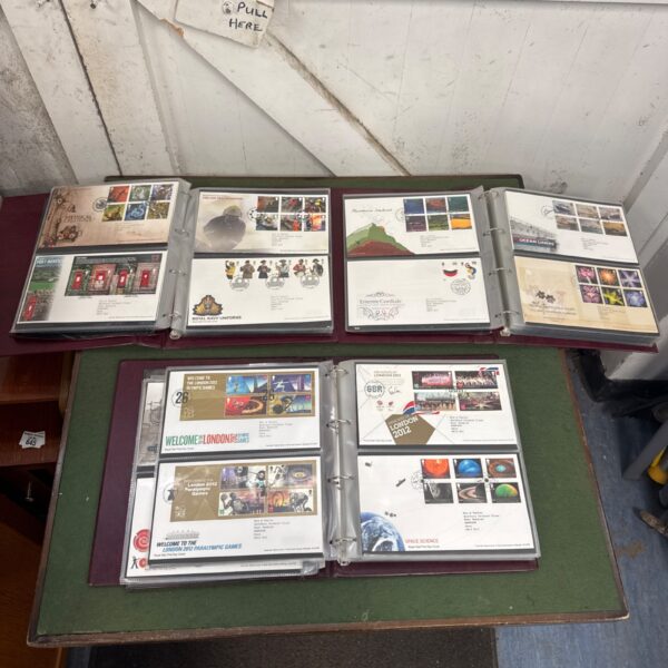 Collection of First Day Covers, GB stamps, postal history collecting.