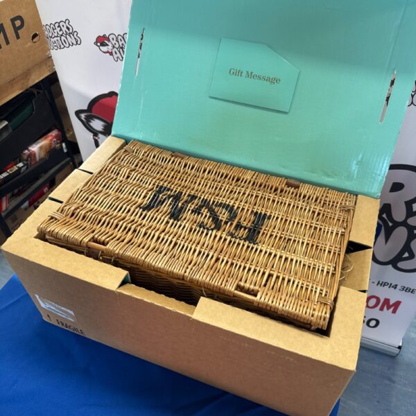 Vintage Fortnum and Mason picnic hamper basket in original box.