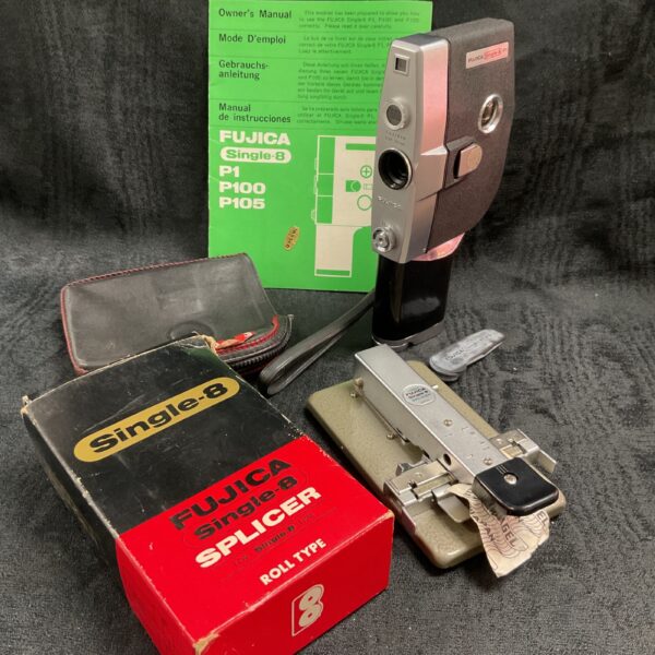 Vintage Fujica Single 8 camera with instructions and film splicer.