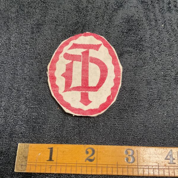 Vintage German Gymnastics patch with T.D. insignia, embroidered design.