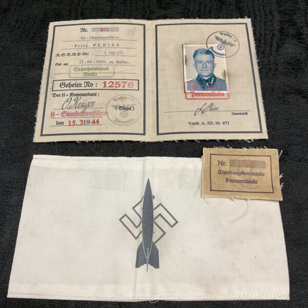 WWII German ID card of Fritz Pleiss, V1 rocket program.