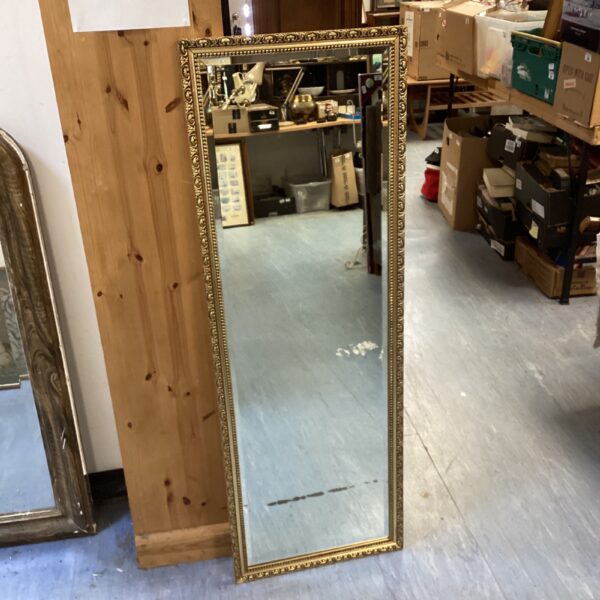 Vintage gilt framed bedroom mirror with bevelled edge.