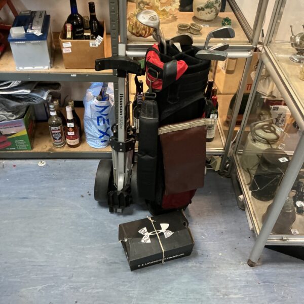 Used golf clubs, bag and trolley set for sale.