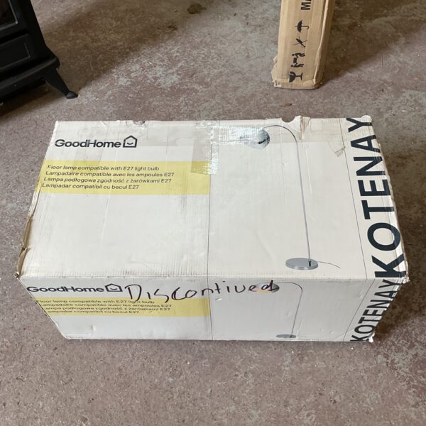Side view of the Goodhome Kotenay floor lamp in used condition.