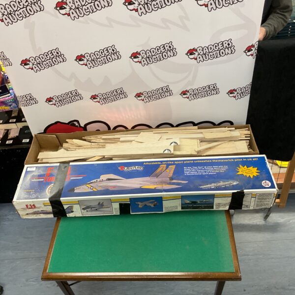 Vintage Great Planes F-14 Tomcat balsa wood model kit for building.