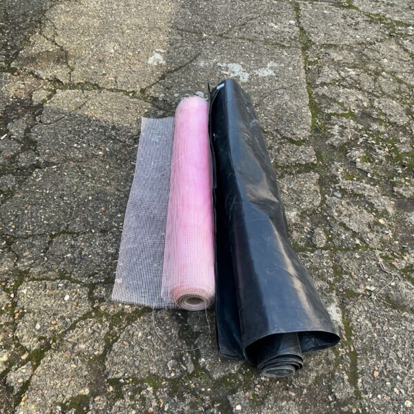 Used groundsheet and mesh roll for garden or landscaping projects.