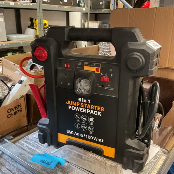 Halfords jump starter power pack for car emergencies and device charging.
