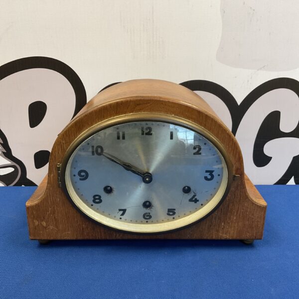 Vintage Haller Westminster chime mantle clock with wooden case.