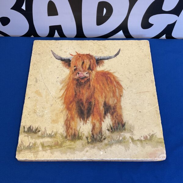 Kate of Kensington Highland Cow tile, farmhouse style wall art.
