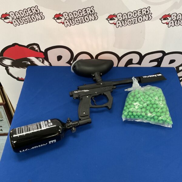 H K Army Sabr paintball gun with included ammunition.