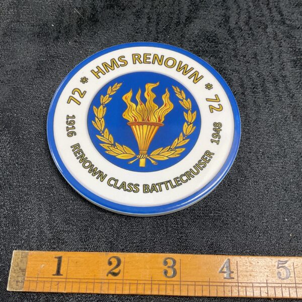 Vintage HMS Renown crest coaster for collectors.
