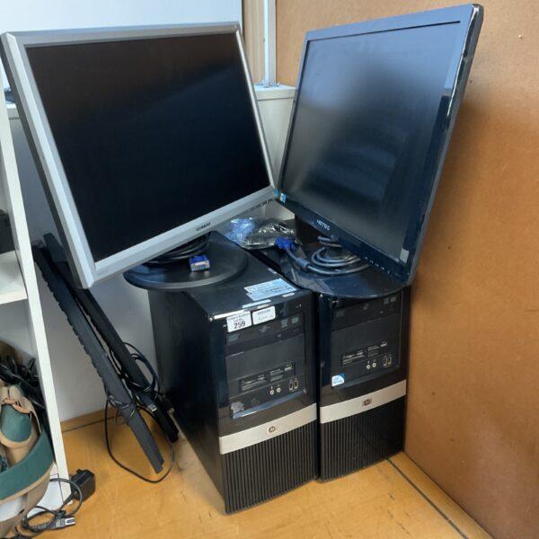 HP computer monitors and PCs bundle for sale.